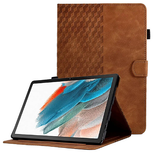 Etui en PU motif de couture, anti-chute, avec support et porte-cartes pour Samsung Galaxy Tab A8 10.5 (2021) (X200/X205) - marron