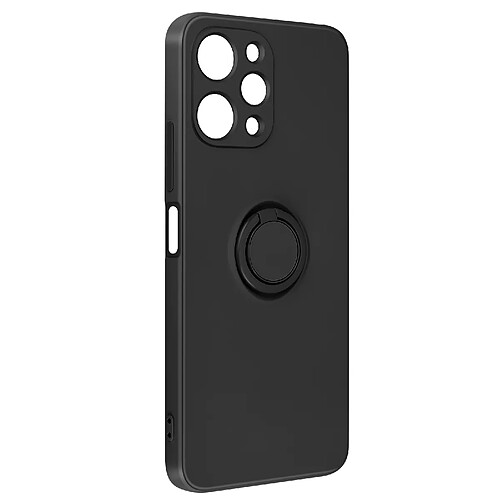 Avizar Coque pour Xiaomi Redmi 12 Bague Support Silicone Flexible Noir