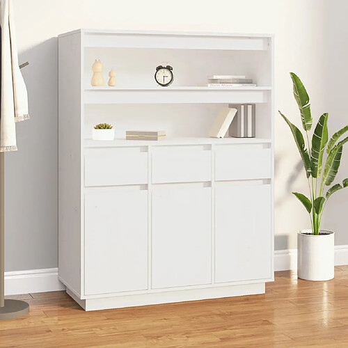 vidaXL Buffet haut Blanc 89x40x116,5 cm Bois massif de pin