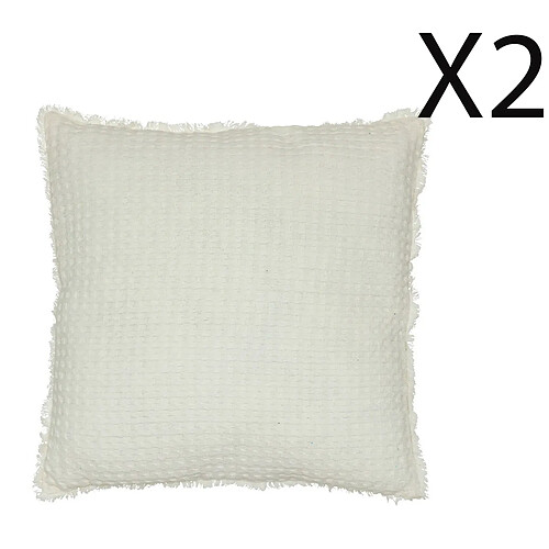 Pegane Lot de 2 coussins en coton coloris Blanc - Longueur 45 x Profondeur 10 x Hauteur 45 cm