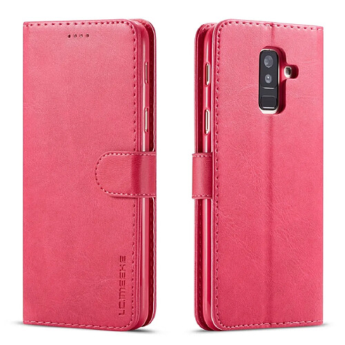 Wewoo Housse Coque Pour Galaxy A6 2018 LC.IMEEKE en cuir à rabat horizontal de veauavec support et fentes cartes et portefeuille Rose rouge