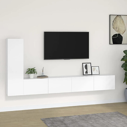 vidaXL Ensemble de meubles TV 3 pcs Blanc Bois d'ingénierie