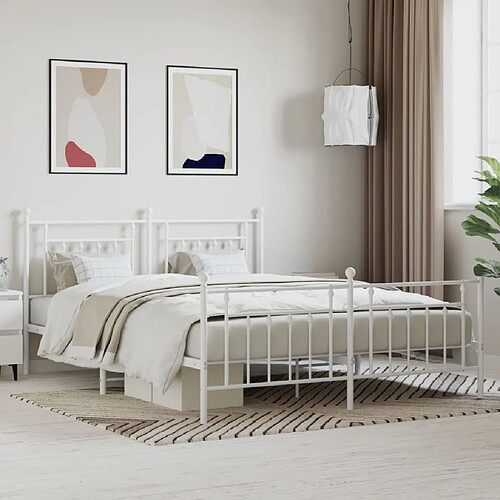 Maison Chic Lit adulte - Lit simple Cadre de lit métal avec tête de lit/pied de lit,Structure du lit Contemporain pour chambre blanc 160x200cm -MN29433