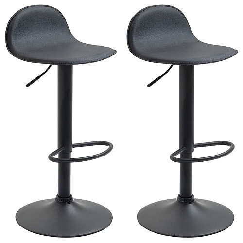 Decoshop26 Lot de 2 tabourets de bar avec repose-pieds en PVC noir pied trompète en métal noir 10_0004261