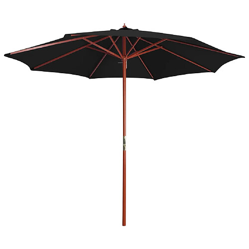 vidaXL Parasol avec mât en bois 300x258 cm Noir