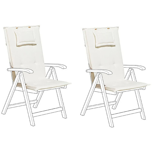 Beliani Lot de 2 coussins en tissu blanc cassé pour chaises de jardin TOSCANA/JAVA