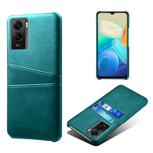 Coque en TPU + PU anti-griffes avec porte-carte, vert pour votre Vivo Y55s 5G