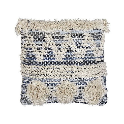 Beliani Coussin EYTELIA Bouclé 45 x 45 cm Géométrique Touffeté Bleu