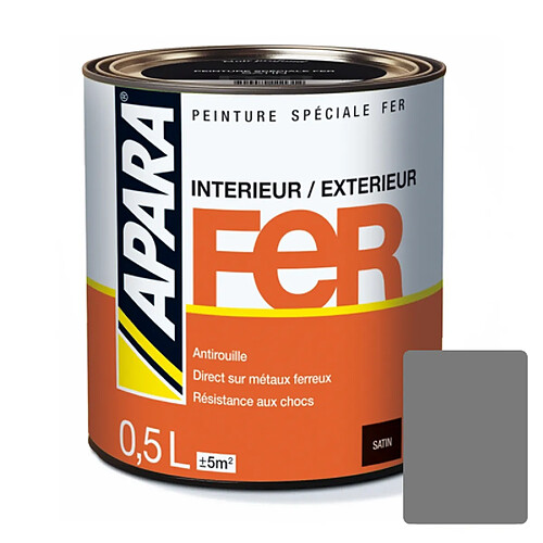 Peinture Fer Satin - APARA-0.5 litre-Gris Anthracite (proche RAL 7037)