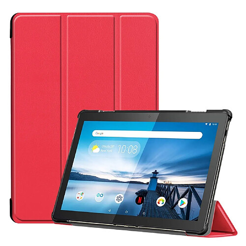 Etui en PU support triple rouge pour votre Lenovo Tab M10 TB-X605F