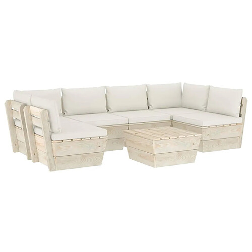 Maison Chic Salon de jardin palette 7 pcs avec coussins - Table et chaises d'extérieur - Mobilier/Meubles de jardin Moderne épicéa imprégné -MN62403