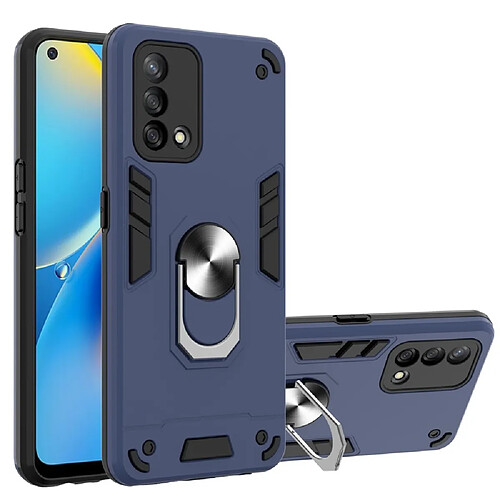 Coque en TPU anti-rayures, hybride avec béquille bleu pour votre Oppo A74 4G/F19