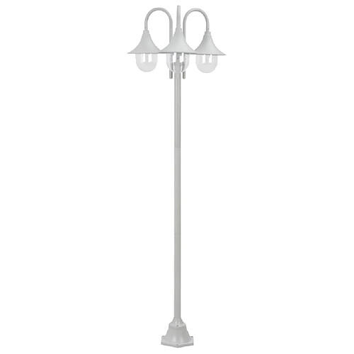 vidaXL Lampadaire de jardin E27 220 cm Aluminium 3 lanternes Blanc