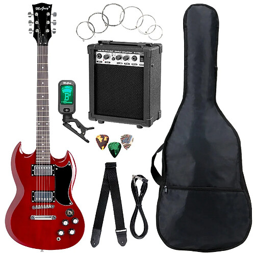 McGrey Rockit guitare électrique double encoche set complet Cherry Red