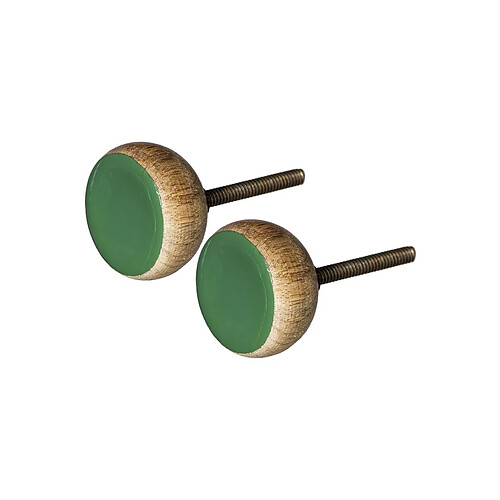 Tranquillo Boutons de porte en bois et métal (Lot de 2) Vert.