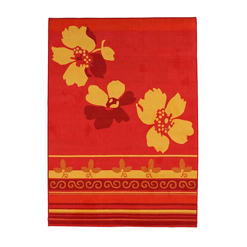 Thedecofactory ROSES - Tapis à motifs fleurs rouge 133x190