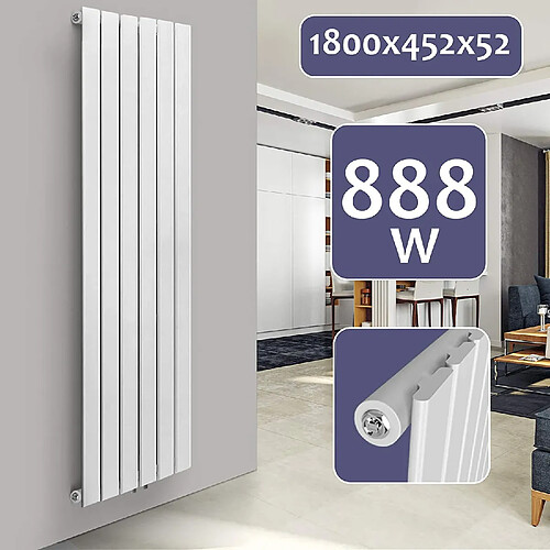 Helloshop26 Radiateur chauffage centrale pour salle de bain salon cuisine couloir chambre à coucher panneau simple 180 x 45,2 cm blanc 01_0000224