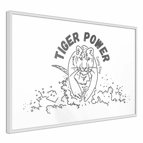 Paris Prix Affiche Murale Encadrée Inner Tiger 30 x 20 cm Blanc