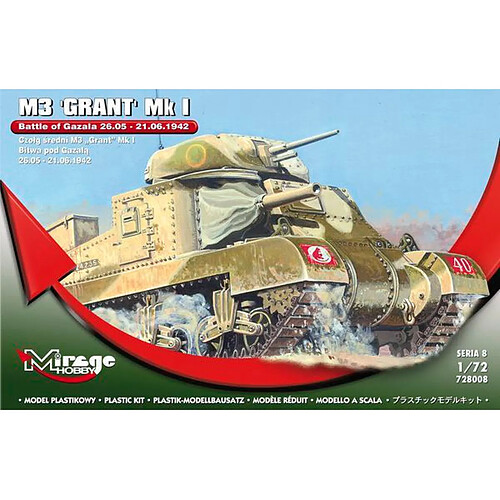 M3 GRANT Mk I Battle of GAZALA -21.06.42 - 1:72e - Mirage Hobby