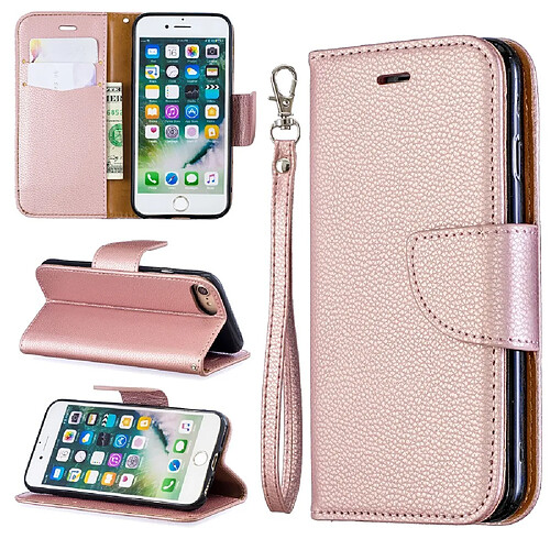 Etui en PU litchi or rose avec support pour votre Apple iPhone 7/8