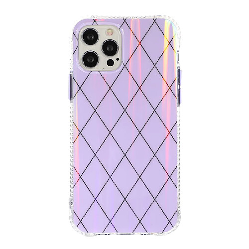 Coque en TPU + acrylique motif losange aurore, antichoc violet pour votre Apple iPhone 13 Pro 6.1 pouces