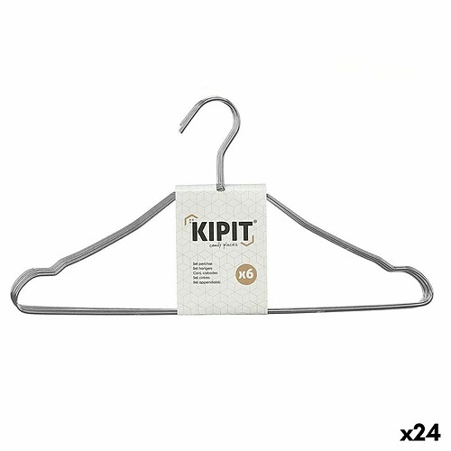 Kipit Jeu de porte-manteaux Argenté Métal 39,5 x 20 x 0,5 cm (24 Unités)