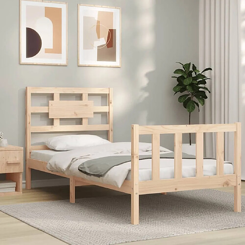 Maison Chic Lit simple - Cadre de lit avec tête de lit Contemporain pour adulte bois massif -MN43912