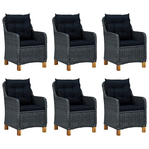 Maison Chic Mobilier à dîner 7 pcs et coussins- Ensemble table et chaises d'extérieur - Salon/Mobilier de jardin classique Résine tressée Gris foncé -MN15992