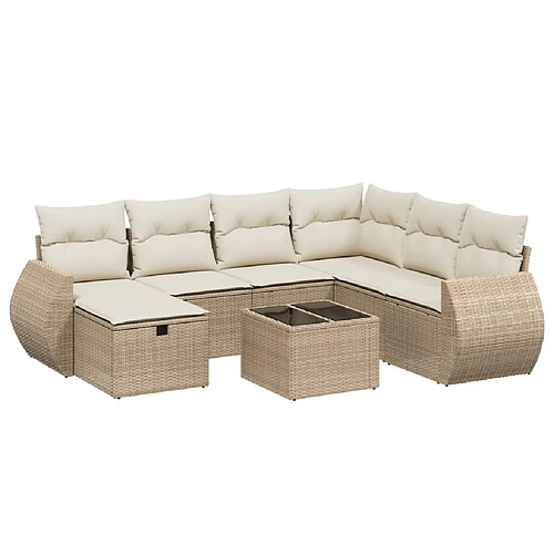 Maison Chic Salon de jardin avec coussins 8 pcs, Ensemble Tables et chaises de jardin, beige résine tressée -GKD998899