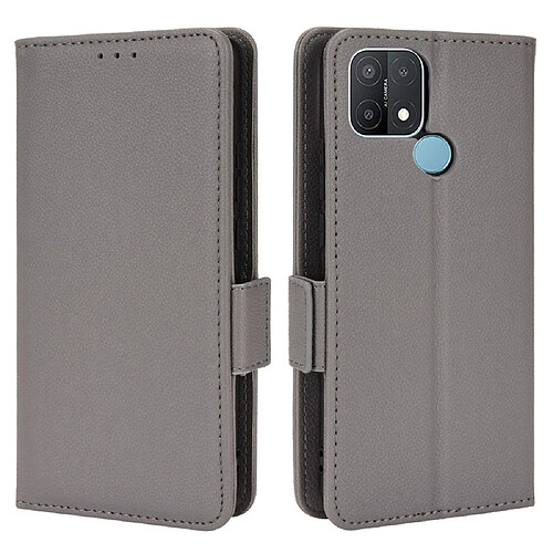 Etui en PU texture litchi avec support, gris pour votre Oppo A15/A15s/A35 (2021)