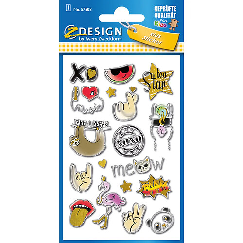 AVERY Zweckform ZDesign Sticker en relief KIDS 'Symboles' ()