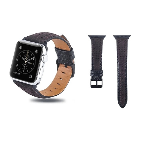 Wewoo Bande de montre en cuir pleine fleur avec trou rond pour Apple Watch séries 4, 3 et 2 et 1 42 et 44 mm