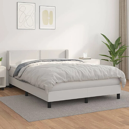 vidaXL Sommier à lattes de lit avec matelas Blanc 140x190cm Similicuir