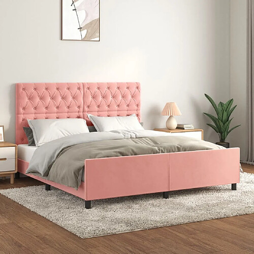 Maison Chic Lit adulte - Cadre Structure de lit avec tête de lit Contemporain Rose 160x200 cm Velours -MN14305