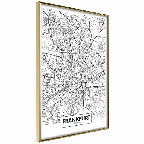 Paris Prix Affiche Murale Encadrée City map Frankfurt 40 x 60 cm Or