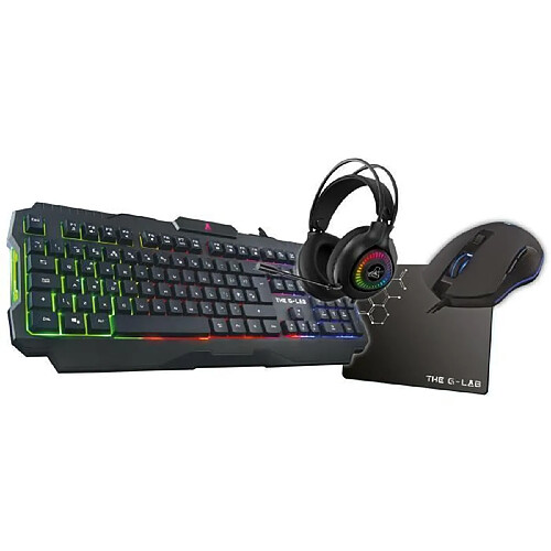 Combo Gaming 4 en 1 - Clavier rétroéclairé / Souris rétroéclairée/ Casque + Tapis de souris - THE G-LAB - COMBO-ACTINIUM/FR