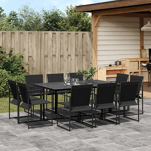 vidaXL Ensemble à manger de jardin 11 pcs noir textilène