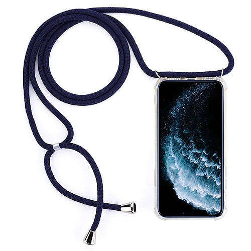 Wewoo Coque Souple pour téléphone portable TPU Trasparent à quatre coins et anti-chute avec cordon iPhone 11 Pro bleu foncé