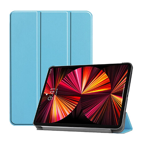 Enkay Etui en PU avec support à trois volets bleu clair pour votre Apple iPad Pro 11 pouces (2021)/(2020)