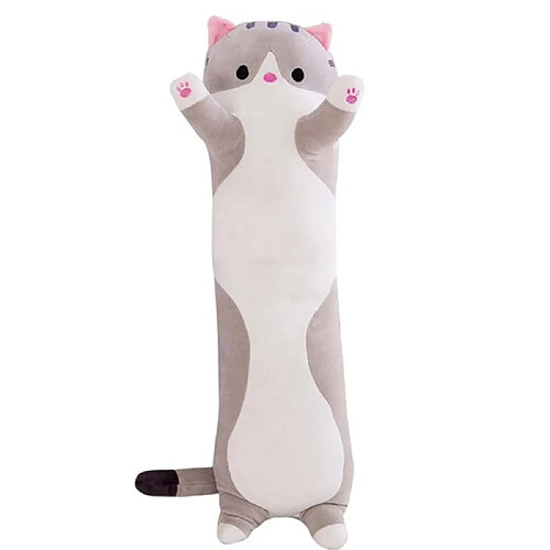 Universal Poupée de chat en peluche mignonne peluche douce chaton oreiller genou enfant coucher peluche longue cadeau petite amie | oreiller de luxe (gris)