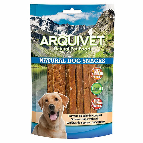 ARQUIVET Lanières de saumon avec peau 100 g - collations de chiens naturels - nourriture pour chiens