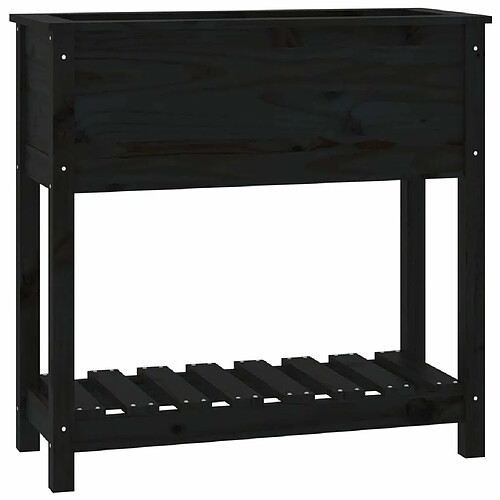 Maison Chic Jardinière,Bac à fleurs - pot de fleur avec étagère Noir 82,5x34,5x81 cm Bois massif de pin -GKD49983