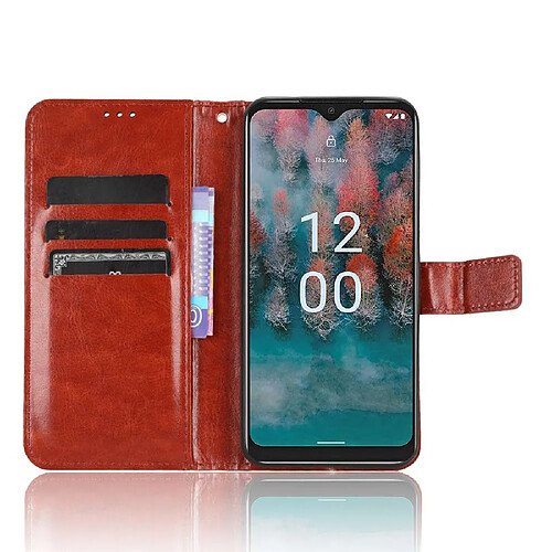 Htdmobiles Housse pour Nokia C12 / C12 Pro / C12 Plus - etui coque pochette portefeuille + verre trempe - MARRON