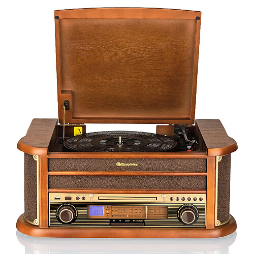 Roadstar ROAHIF1993DBT HiFi rétro Bois avec Tourne-disques (Bluetooth, FM, CD) Couleur Bois