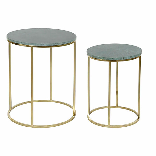 Jeu de 2 tables DKD Home Decor Vert Doré Aluminium Marbre 46 x 46 x 58 cm