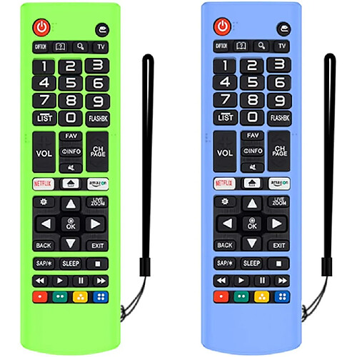 SANAG Lot De 2 etui De Protection En Silicone Pour Telecommande Lg Akb75095307/Akb75375604/Akb74915305,Antichoc Anti-Perte Boîtier De Protection Pour Telecommande Lg Smart Tv(Blau Leuchten+Grün)