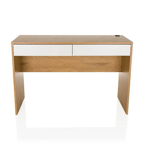 Bureau BERGA 120 x 50 x 78 cm 2 tiroirs blanc/chêne hjh LIVING