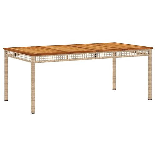 Maison Chic Table de jardin | Table d'extérieur beige 180x90x75 cm résine tressée et acacia -GKD62097