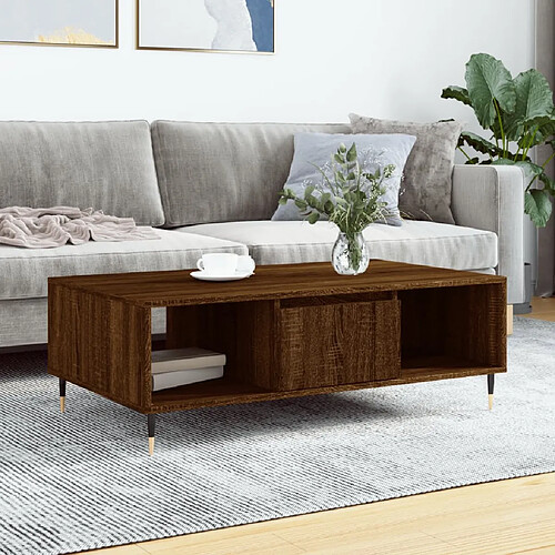 vidaXL Table basse chêne marron 104x60x35 cm bois d'ingénierie