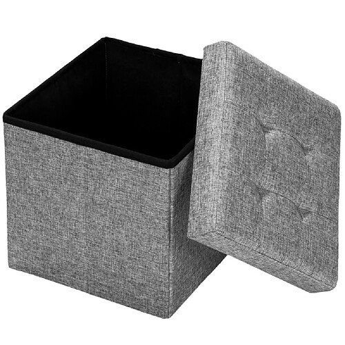 Helloshop26 Pouf coffre de rangement pliable tissu gris clair 1208015